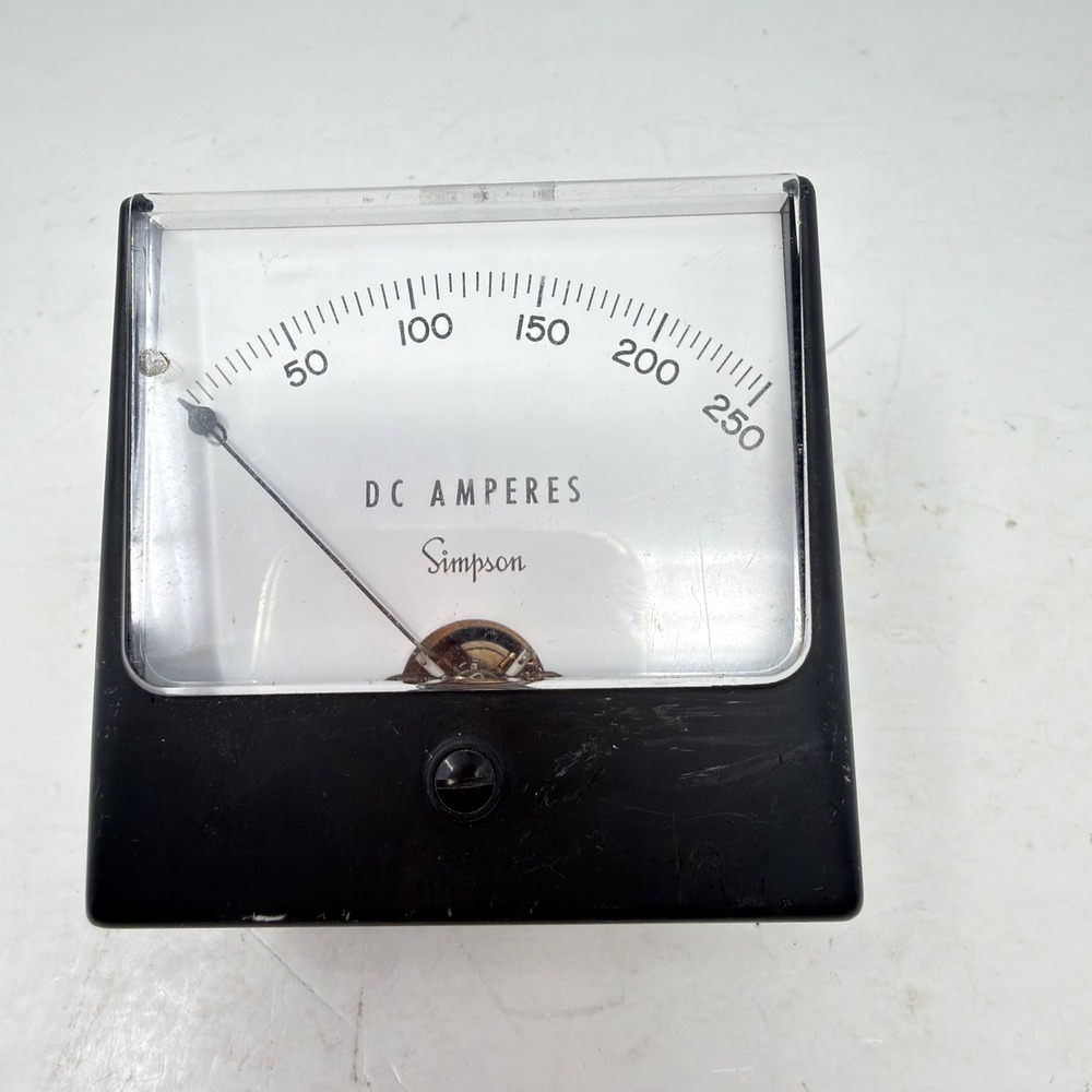 Simpson Analog DC Amperes Panel Meter Black Vintage Industrial S 6916 USA